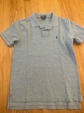Ralph Lauren Polo Gray Heather polo shirt with Navy Label